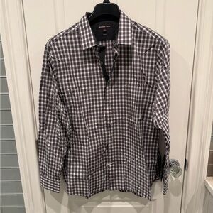 Michael Kors Men's Black and White Gingham Shirt